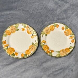 Vintage Metlox Poppytrail Sculpted Zinnia 1960’s Ceramic 8” Dessert Plates‎